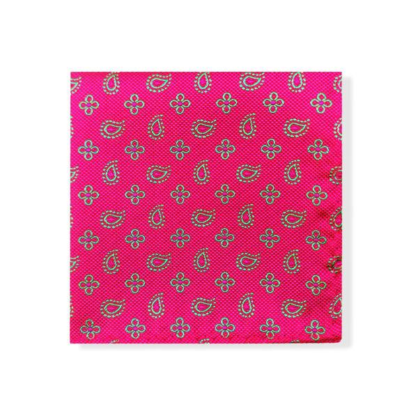 Magenta Geometric Tie & Pocket Set