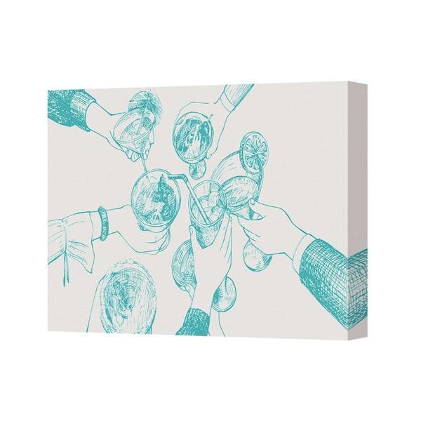 Benjamin Tate Design Canvas Wall Art Toasting Drinks Illustration With Lime Slices