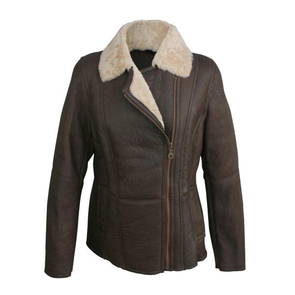 Eastern Counties Leather Women's Celene Aviator Sheepskin Coat - Chocolate Forest