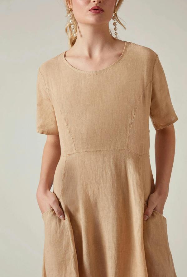 James Lakeland Sand Linen Midi Dress