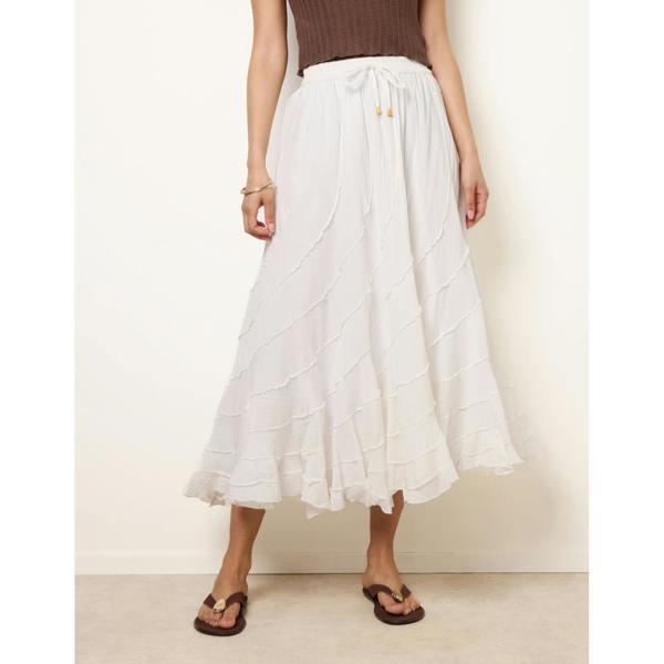 Blue Vanilla Panelled Overlocked Frill Maxi Skirt