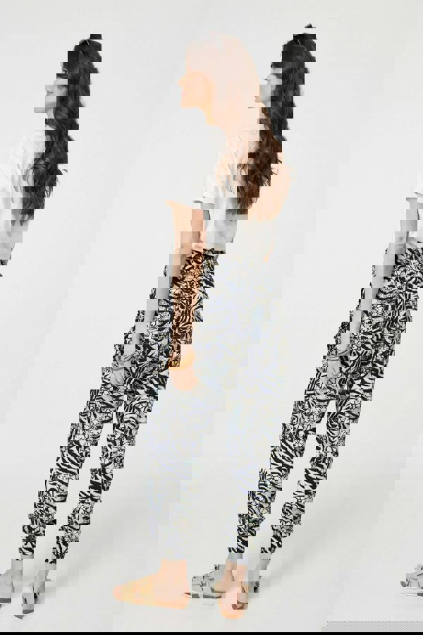 Navy | Floral Animal Print Harem Trousers