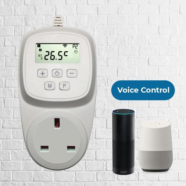 ENER-J Smart WiFi Thermostat Plug for Infrared Heating Panels, 3680W UK Smart Plug, App & Voice Control, Alexa & Google Home