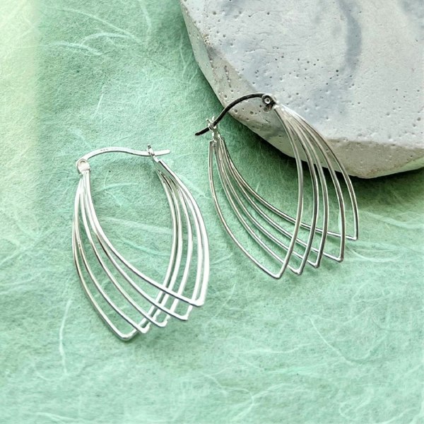 Otis Jaxon Jewellery Multi Wire Pointed Sterling Silver Hoop Earrings in Silver, Gold & Rose Gold