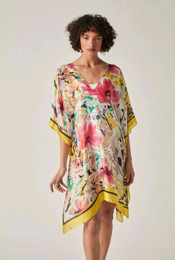 James Lakeland Yellow Floral Mosaic Kaftan