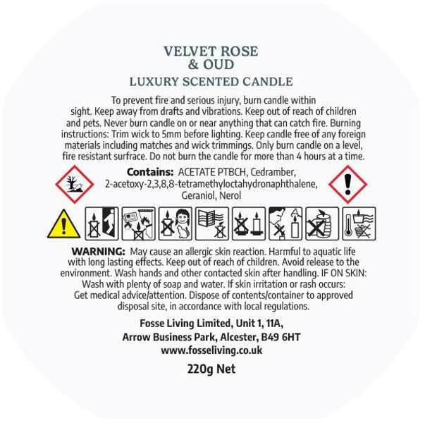 Fosse Living Velvet Rose & Oud Scented Candle