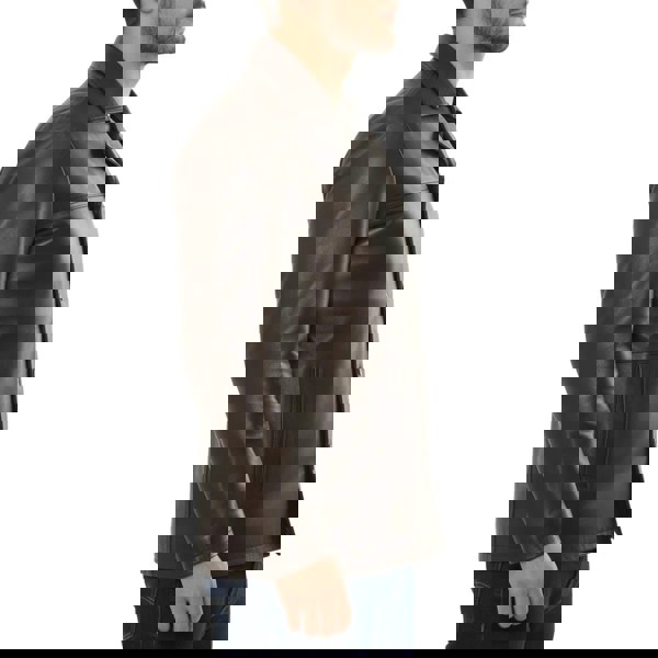 Leather Company Men's Leather Car Coat Collared Blazer Style Jacket