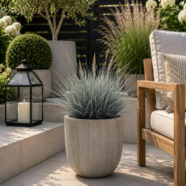 Milan Ruffled Plant Pot 31 x 31cm 17L - Sandstone
