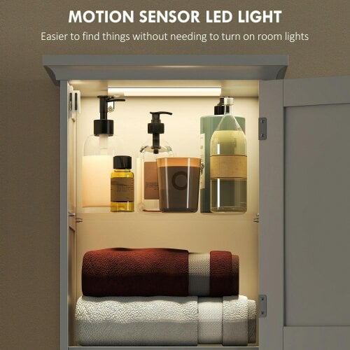 Wyld Haus Morale Slim Bathroom Storage Cabinet With Integrated Sensor Lighting White