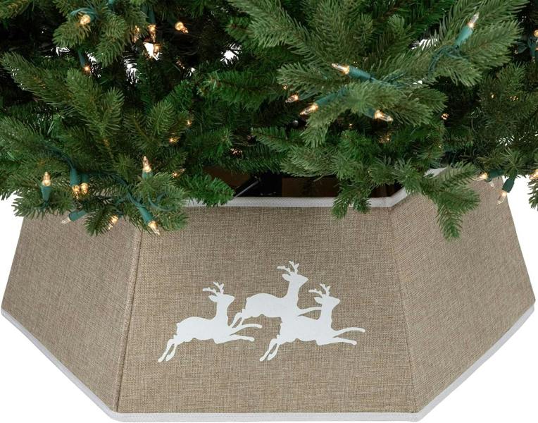 26.8 Inch Hexagonal Fabric Christmas Tree Collar in Beige for a Neat Festive Finish image 9