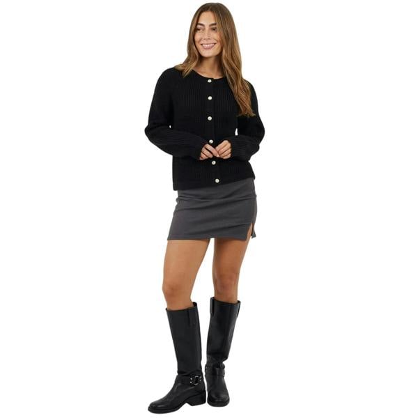 Brave Soul Womens/Ladies Ribbed High Waist Mini Skirt - Charcoal Marl - 