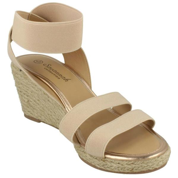 Savannah Ladies Savannah Elastic Ankle Strap Wedges
