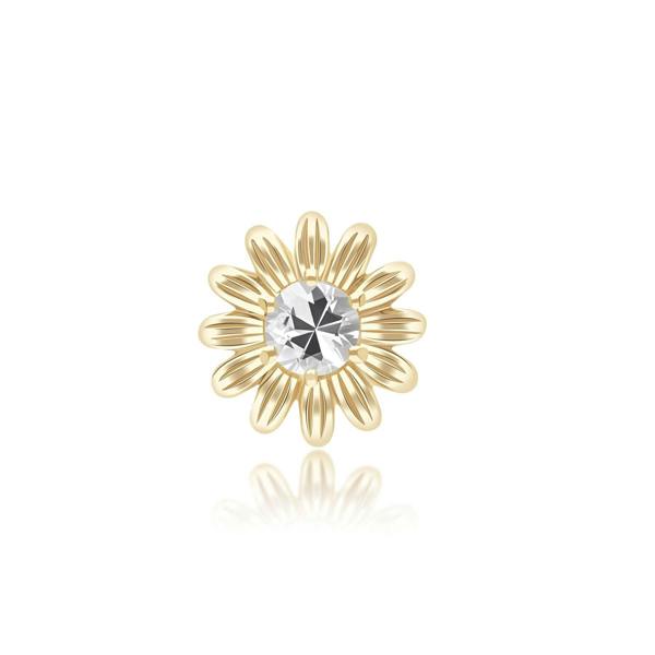 Gemondo Gardenia Daisy White Sapphire Floral Halo Flower Pin in Solid 9ct Yellow Gold