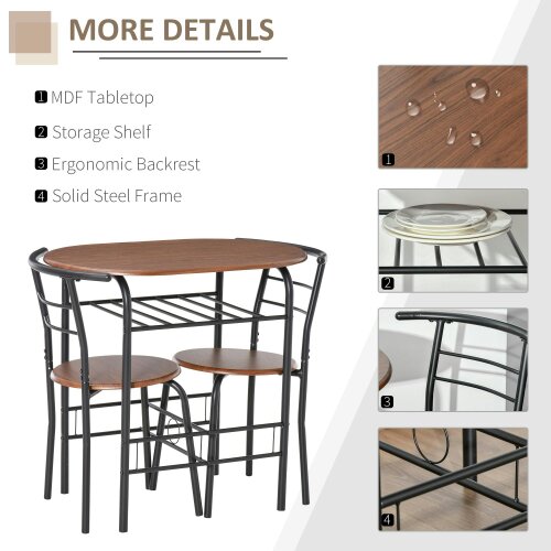 Wyld Haus Vidiba Wooden Natural 3 Piece Compact Dining Set