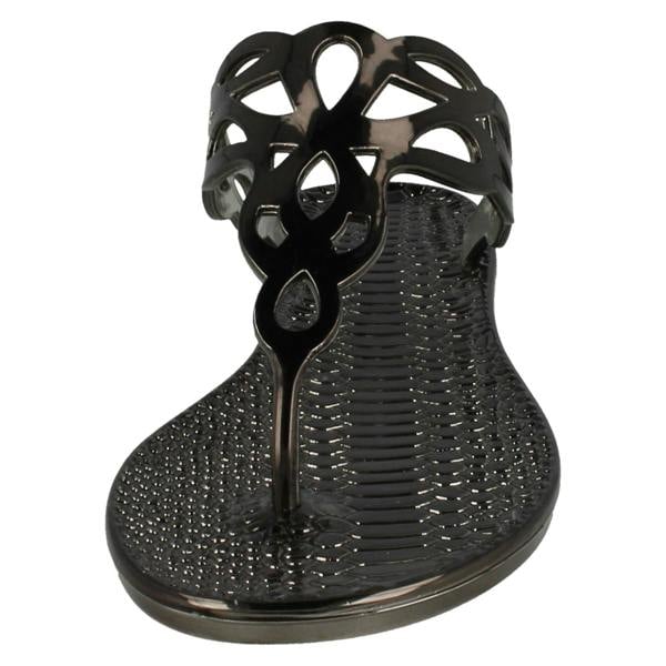 Spot On Ladies Spot On Flat Toepost Crocodile Pattern Sandal