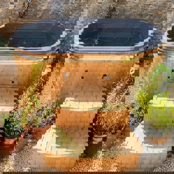 Wood Fired Ofuro Style Hot Tub, Fibreglass/ Liner, for couples.