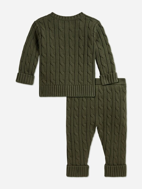 Ralph Lauren Kids Ralph Lauren Baby Boys Cable Knit Trouser Set in Green