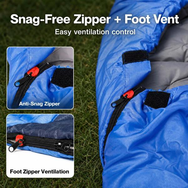 Mountview Sleeping Bag Extra Wide 230x100cm 3 Season Waterproof Hiking Blue