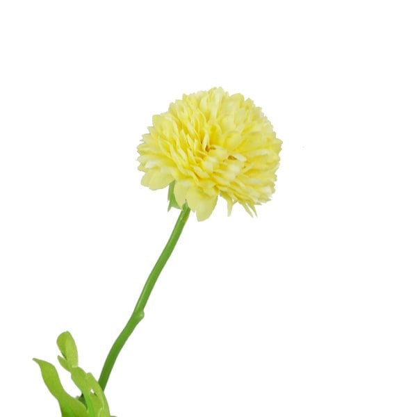 Leaf Pack of 6 x 50cm Dahlia Pompom Yellow Artificial Stem