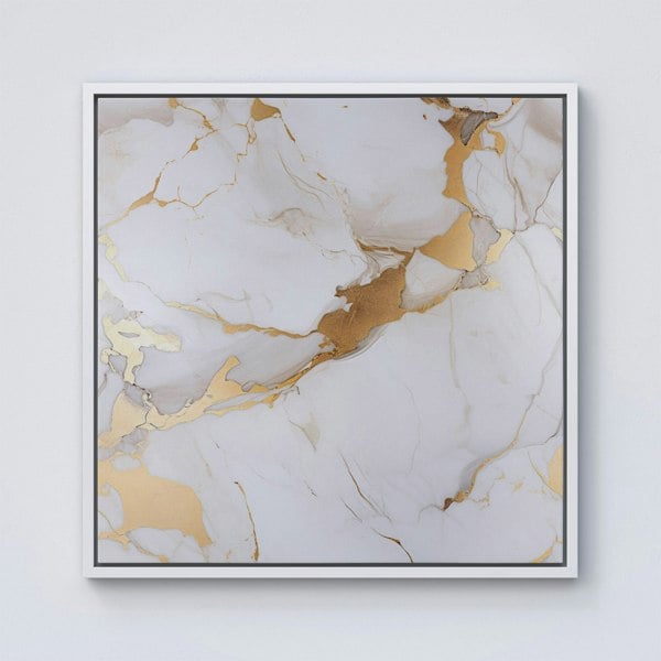 Warren Reed White Marble With Gold Framed Canvas