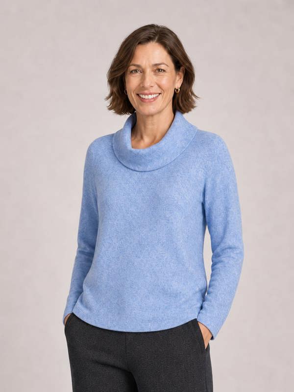 PennyPlain Cowl Top Long Sleeve - Lt Ultramarine