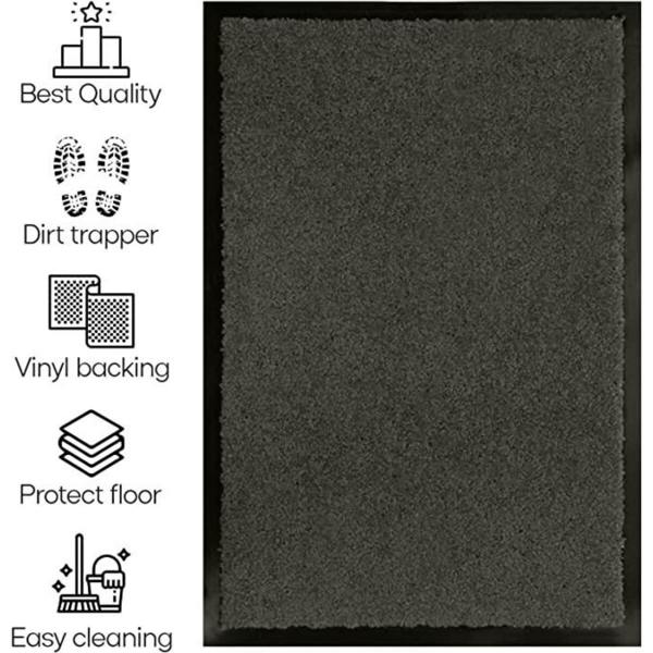Dyzi ARRAN Heavy Duty Rubber Barrier Door Mat 90 x 150cm Anthracite