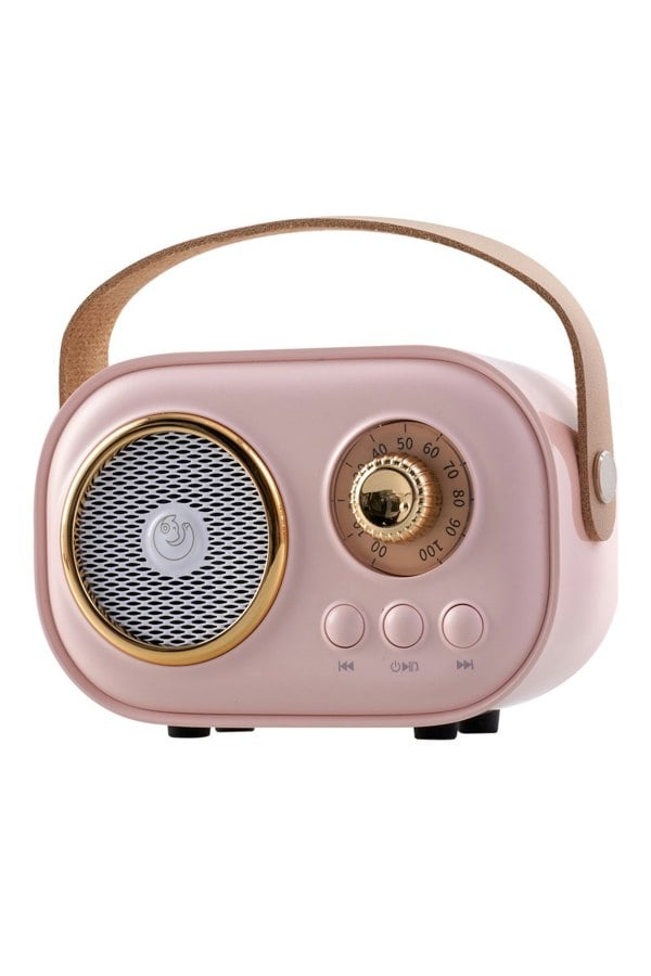 Living and Home Portable Retro Pink bluetooth Karaoke Machine Speaker System with Wireless Microphones