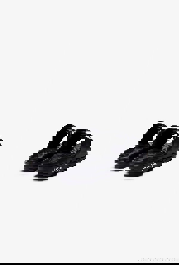 Lacoste Men's Croco Dualiste Synethic Logo Strap Slides - Black