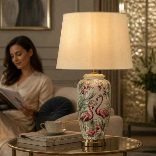 48CM CERAMIC LAMP AND SHADE