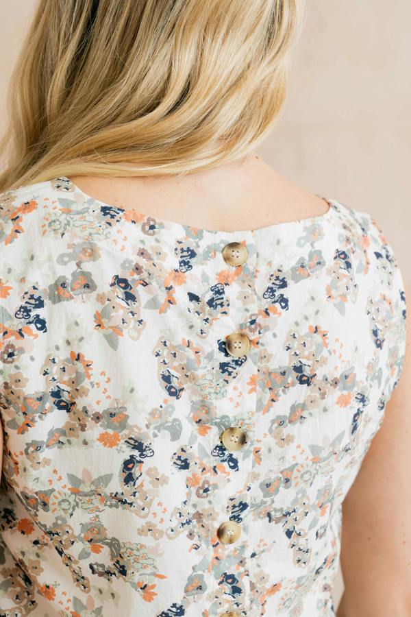 Lily & Me Cora Organic Ditsy Print Vest Ecru