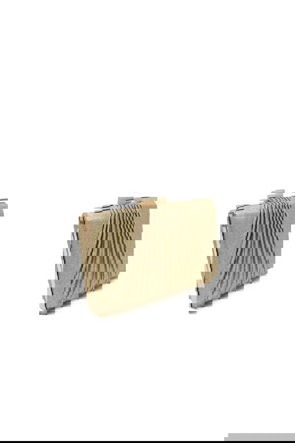 Pluspup Glitter Clutch Bag with Pleated Design and Chain Strap