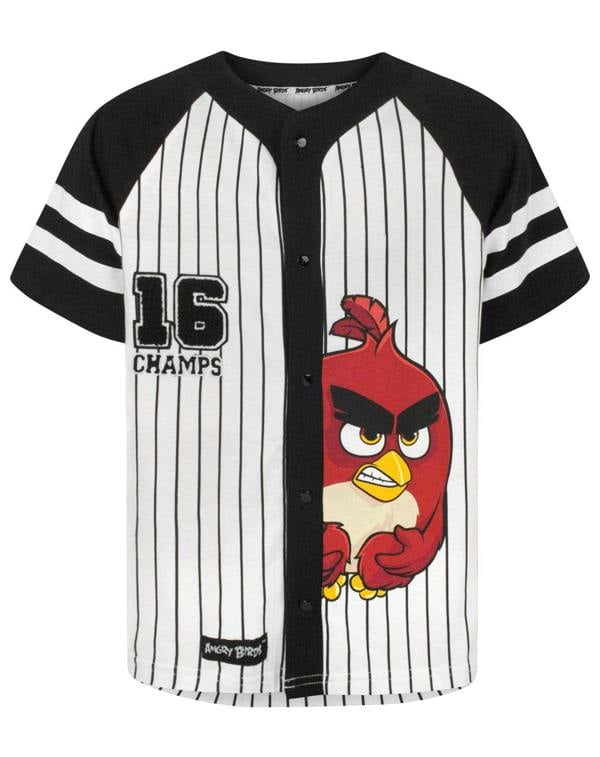 Angry Birds Boys Black Red Baseball Jersey
