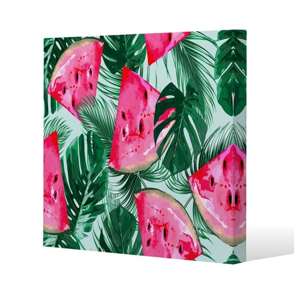 Benjamin Tate Design Watermelon Slim Style Canvas Print  20x20cm , 15mm Slim Real wood.