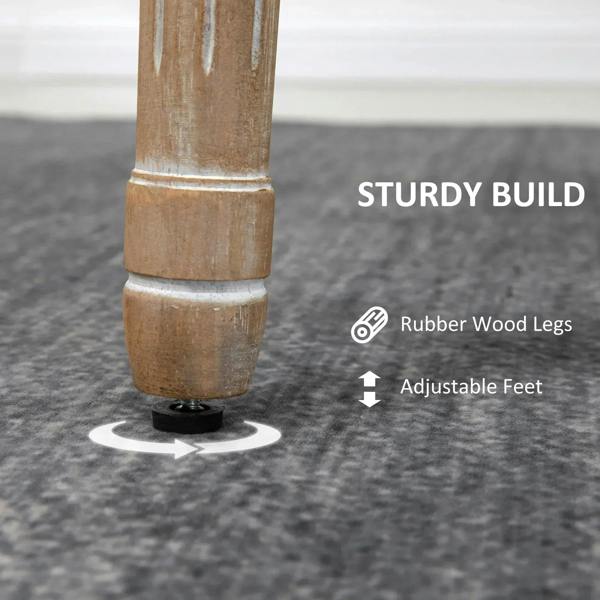 Distressed wooden dining chair legs with rubber feet and adjustable glides
