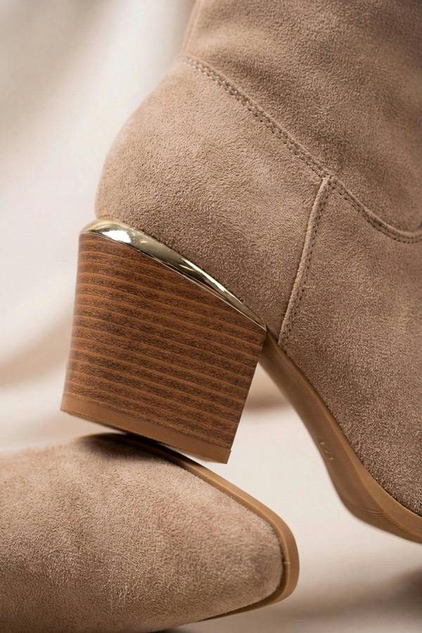 Jessie Womens Suede Western Ankle Boots - TAUPE