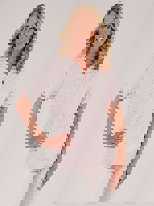 TIGI-Wear Embroidered Notch Neckline Top