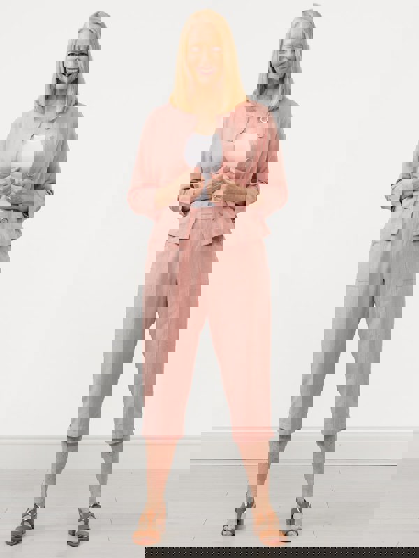 PennyPlain Linen Blend Cropped Trousers - Dusk