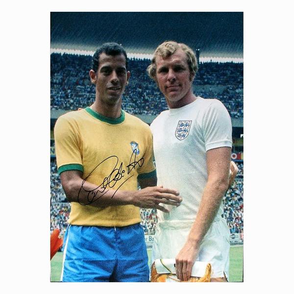 Unbranded Carlos Alberto signed 1970 Brazil v England photo. — Premium framing