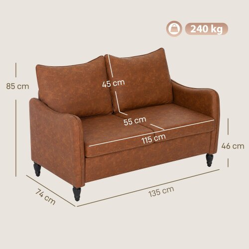Wyld Haus Mipa Brown  Faux Leather Marble Effect 2 Seater Sofa