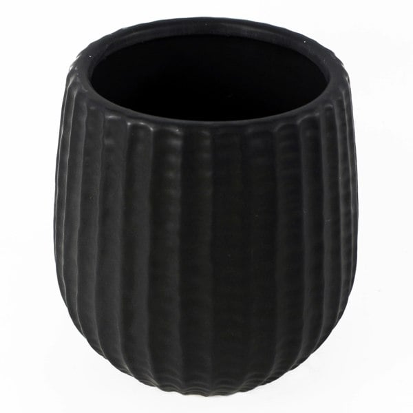 Leaf 16cm Black Ceramic Planter