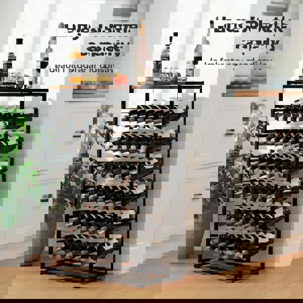 Levede Wine Rack 30 Bottles Free Standing Floor Wooden Top 6 Tiers Wine Shelves