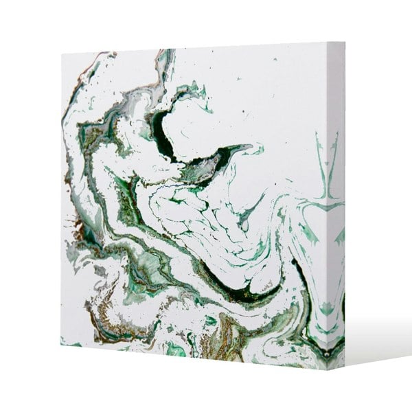 Benjamin Tate Design Green Marble Slim Style Canvas Print  90x90cm , 15mm Slim Real wood.
