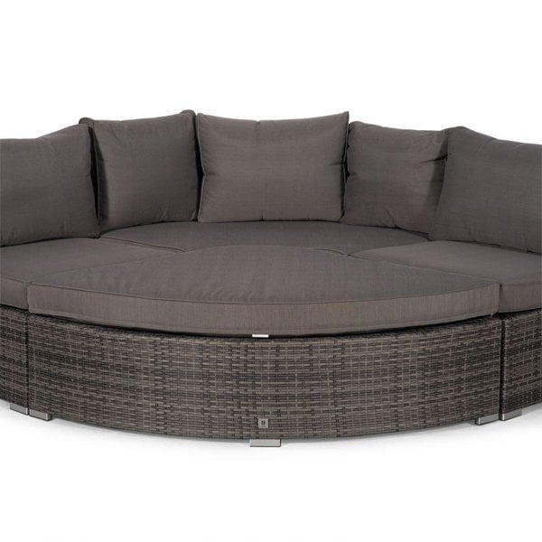 Giardino Santorini L Shape Modular 5 Seat Rattan Corner Sofa Set With Daybed Ottoman & Coffee Table