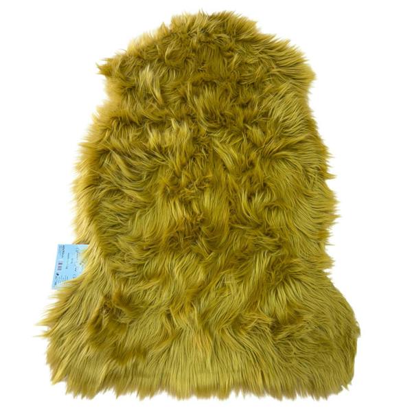 HomeSpace Direct Luxury Faux Rabbit Fur Rug Mustard Yellow