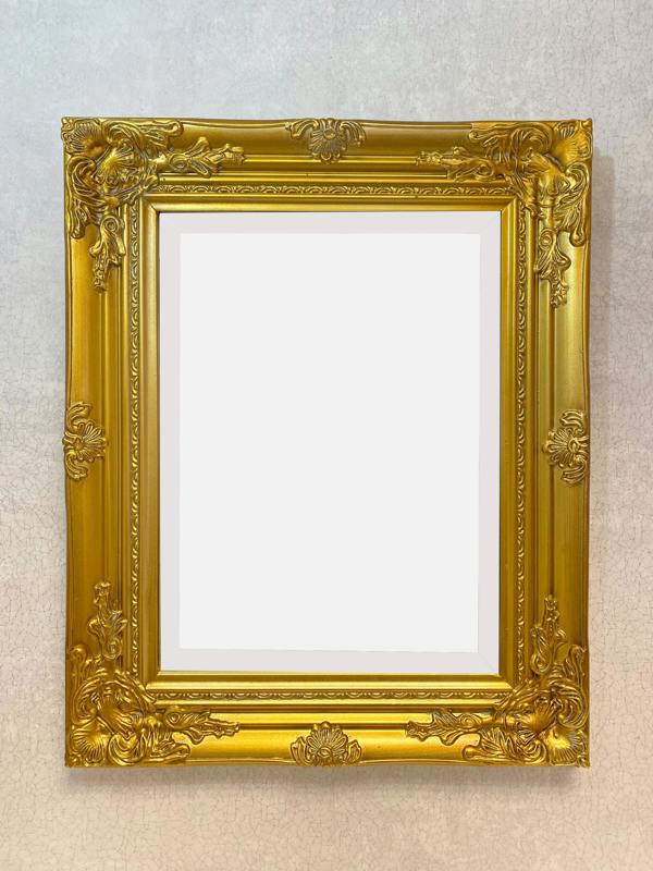 Downton Interiors Antique Gold Wood Frame Wall Mirror with Bevelled Glass 53cm x 43cm