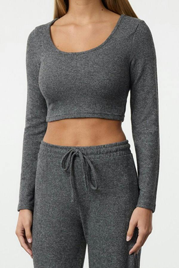 WOVCOR 2-Piece Soft Crop Top & Wide Leg Knit Set