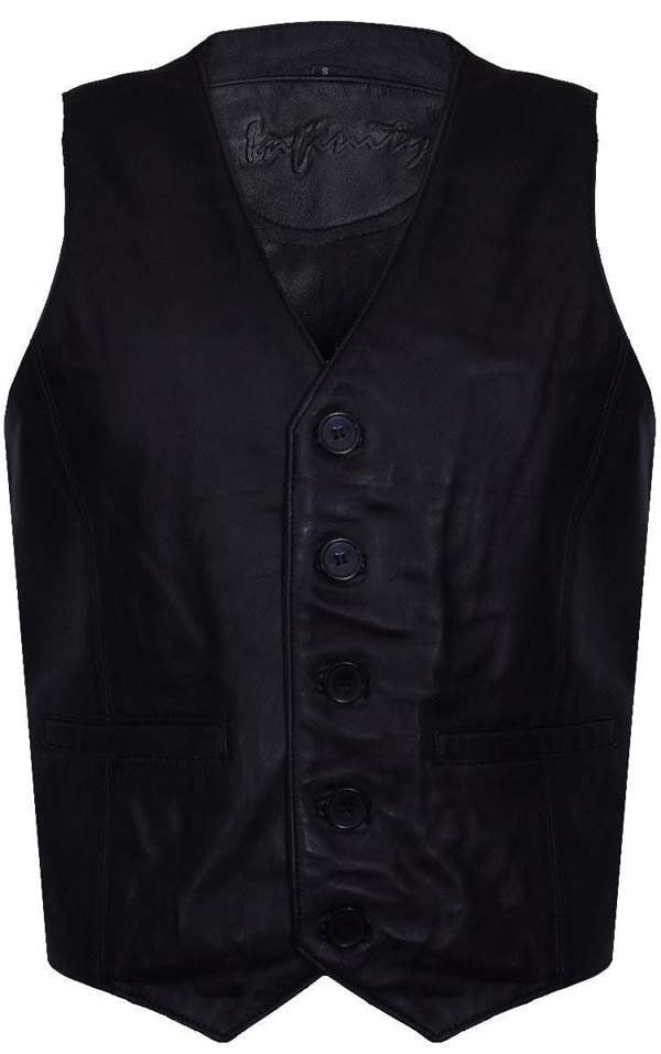 Infinity Leather Mens Leather Waistcoat Formal Traditional Gilet Vest