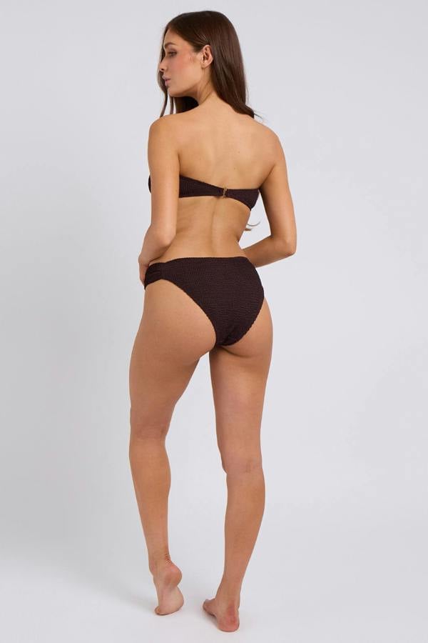 Urban Bliss Brown Soft Textured O Ring Bikini Top