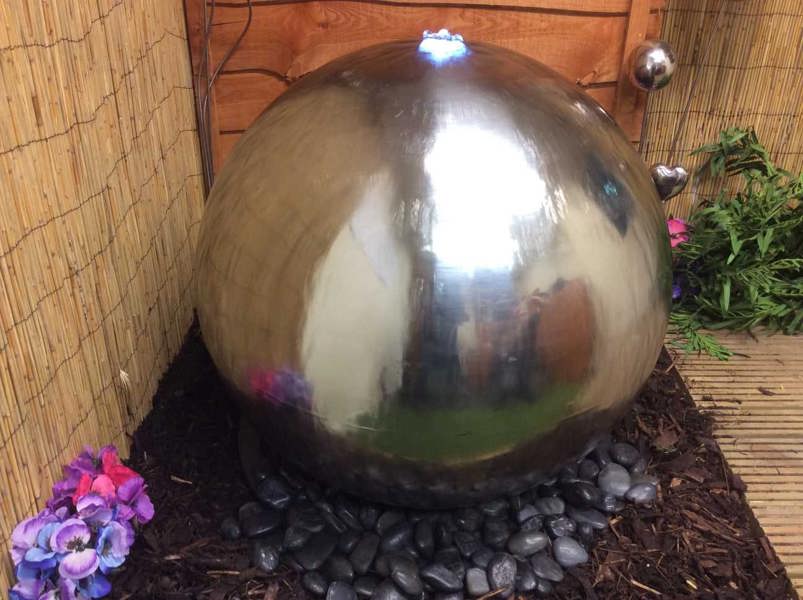 Tranquillity Water Features 75cm Stainless Steel Sphere Modern Metal Water Feature