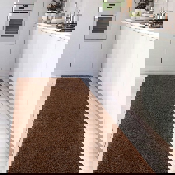 Shaggy Rug Plain Brown non-shedding, high-quality